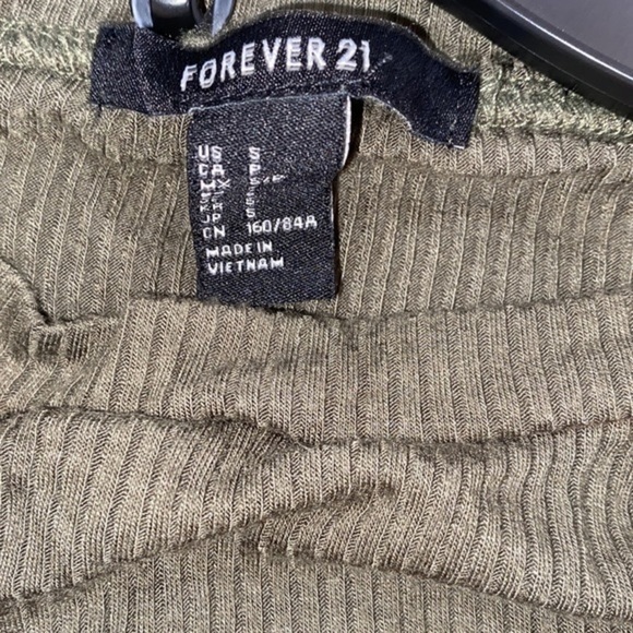 FOREVER 21 olive green ribbed dress size small - Picture 3 of 5